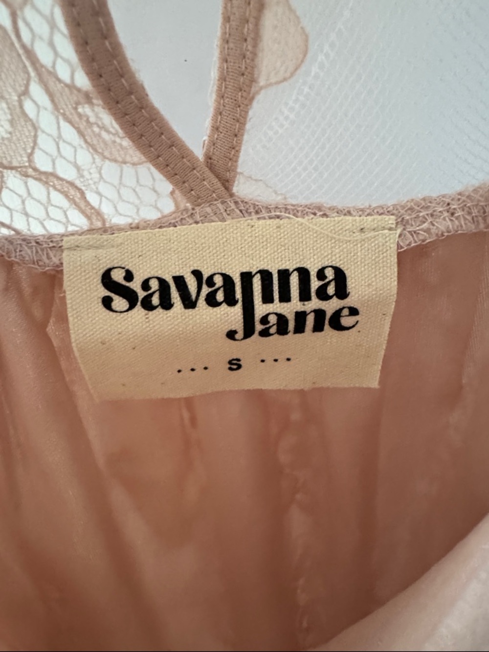 Savanna Jane Boho Top - Blush Pink - Lace - Mock Neck - Ruffle - Preloved - Picture 5 of 8